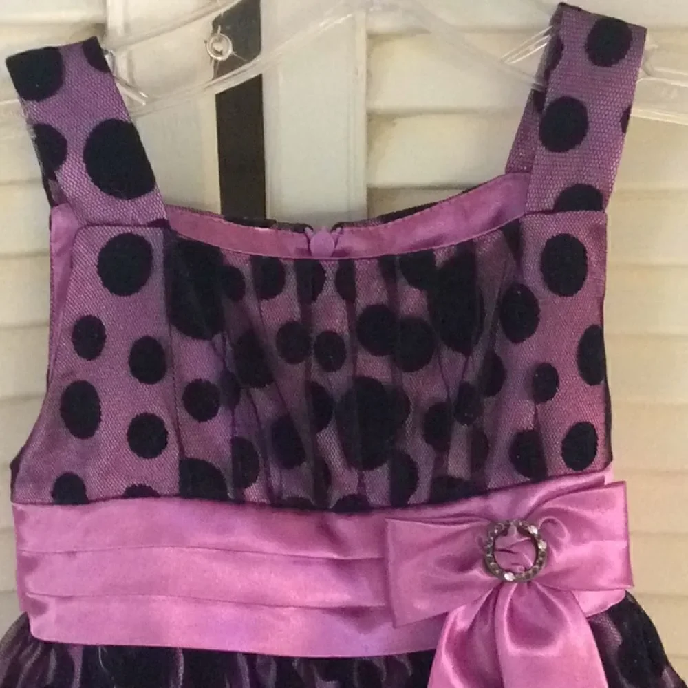 Girls 4T Purple Black Polka dot lined petticoat